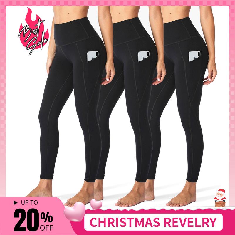 SHOWITTY 1 3 Pack Leggings for Women with Pockets - Plus Size High Waist Women's Workout Running Yoga Pants