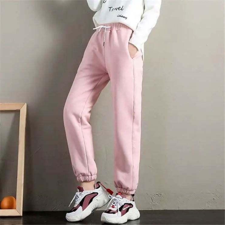 Winter Women Sport Pants Sweatpants Workout Fleece Trousers Solid Thick Warm Winter Female Running Jogger Pants