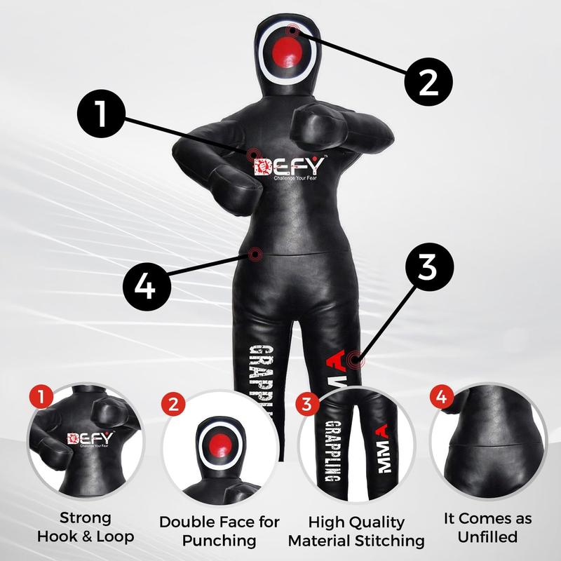 DEFY Leather Jiu Jitsu MMA Grappling Dummy Judo Martial Arts Punching Bag Karate