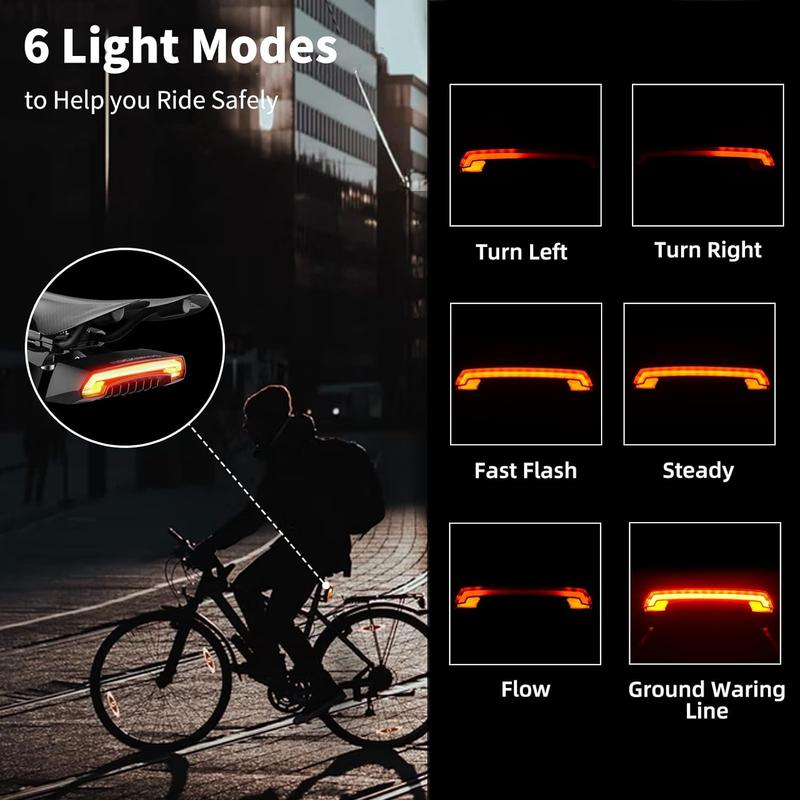 ROCKBROS Bike Tail Light Smart with Turn Signals, Wireless Remote Control Brake Bike Rear Light USB Rechargeable Bicycle Back Warning Light for Night Riding Safety