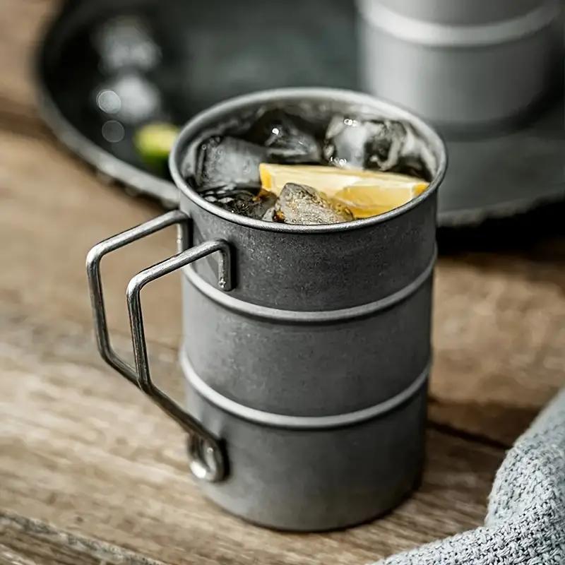 Stainless Steel Water Cup, 1 Count Vintage Mug with Handle, Portable Drinking Cup for Outdoor Camping, Party Drinking Cup