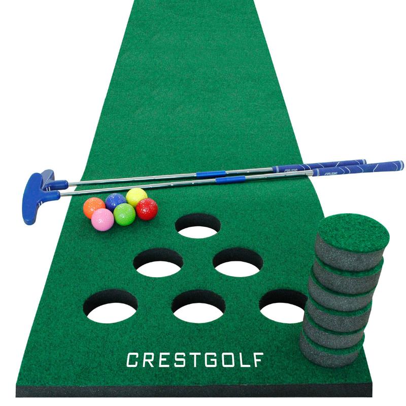 CRESTGOLF Golf pong game putting mat with 12 holes,Golf Games,Golf Training Aid for outdoor and indoor