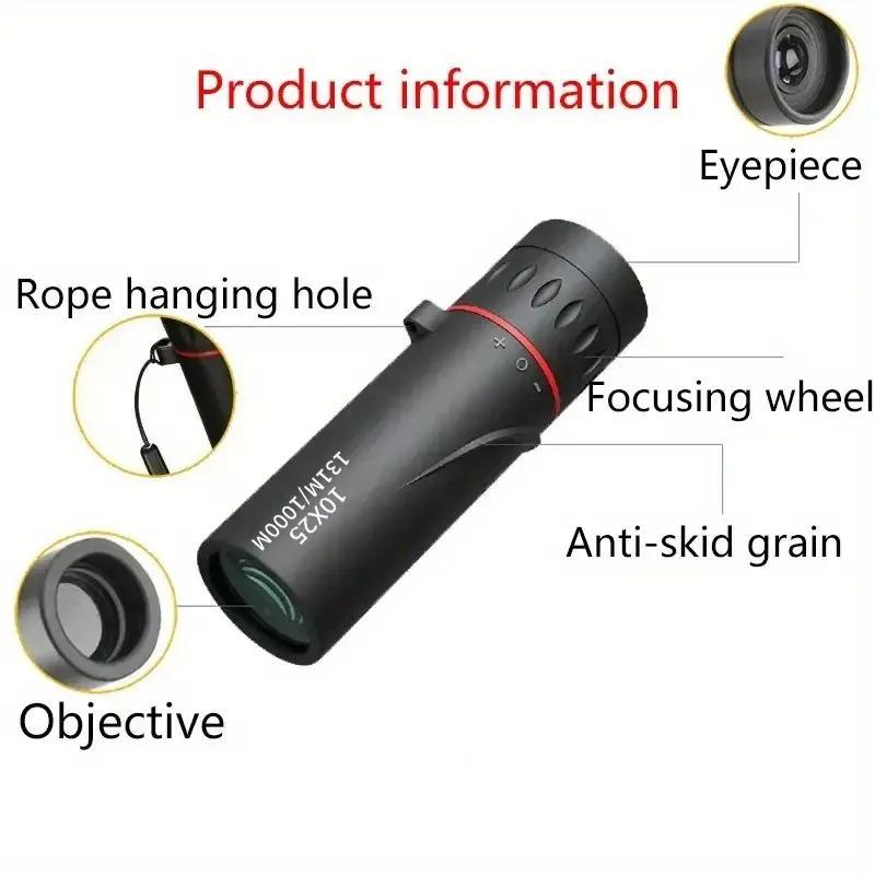 Portable Monocular Telescope, 10x Zoom Outdoor Telescope for Camping & Hunting & Travel & Fishing, Outdoor Camping & Hiking Equipment