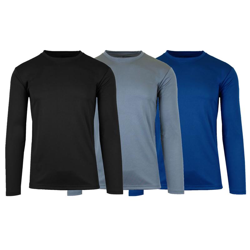 Men's 3-Pack Moisture Wicking Long Sleeve Peformance Tagless Tee