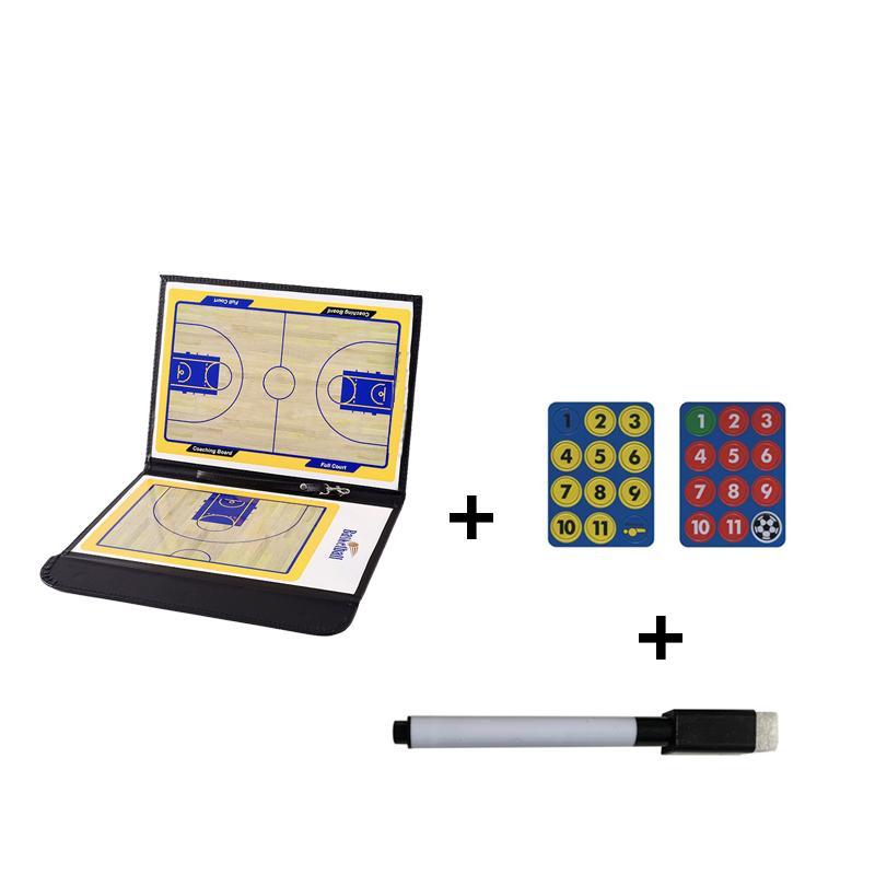 Basketball Coach Board, 1 Set Double Sided Tactical Board & Pen & Magnetic Pieces, Basketball Training Equipment for Coaches & Players