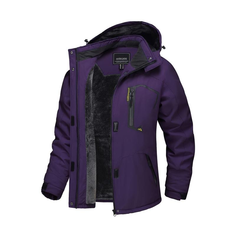 Women'S Winter Sports Jacket - 100% Polyester Hooded Outerwear with Pockets, Full Zip Long Sleeve, Wind & Water Resistant, Thermal Lined for Skiing, Hiking, Camping, Mountaineering, Snowsports & Casual Daily Wear