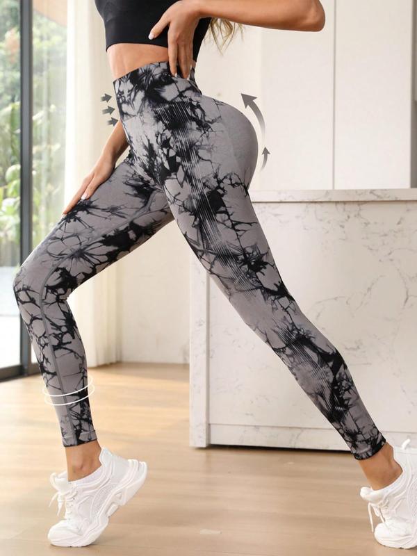 Women's Tie Dye Print High Waist Sports Leggings, Casual Comfy Breathable Skinny Pants for Yoga Gym Workout Running, Ladies Sportswear for All Seasons