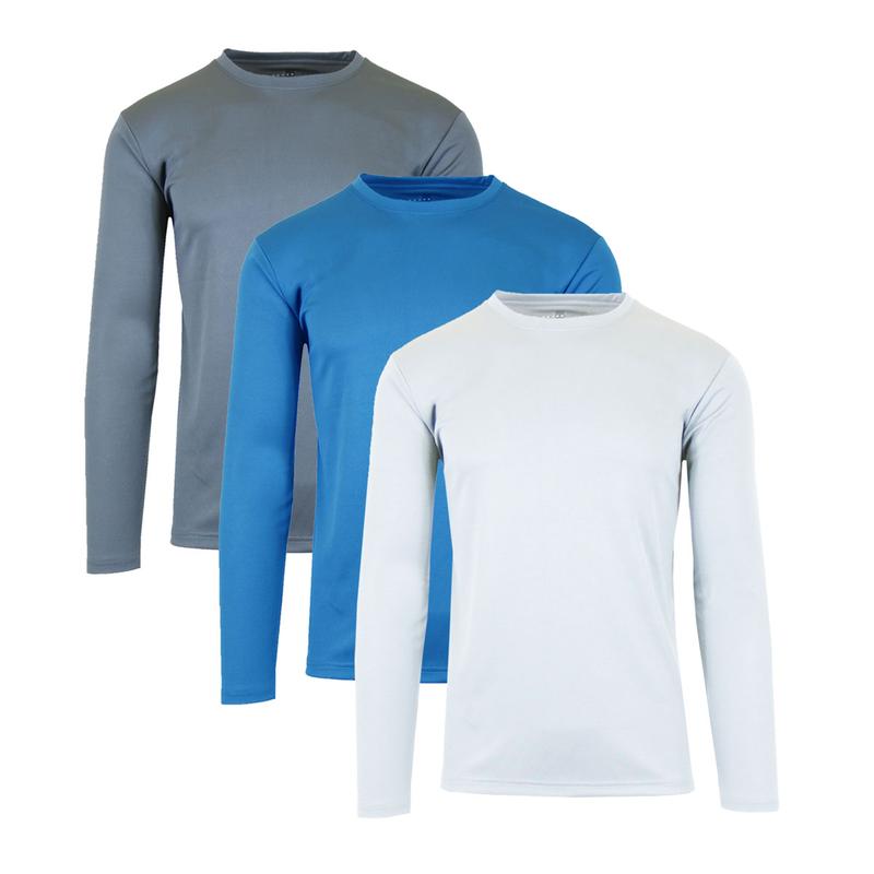 Men's 3-Pack Moisture Wicking Long Sleeve Peformance Tagless Tee