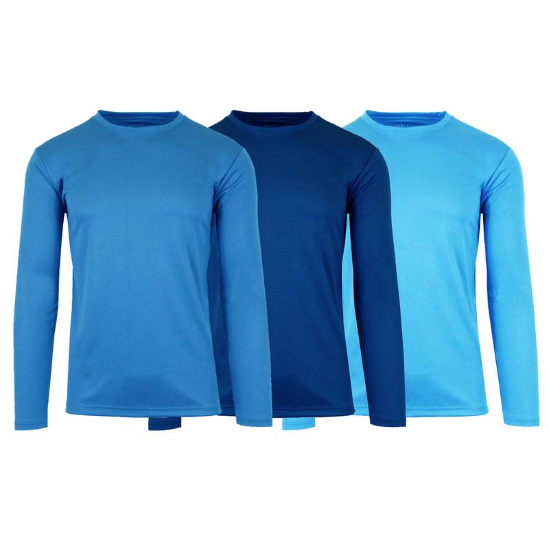 Men's 3-Pack Moisture Wicking Long Sleeve Peformance Tagless Tee