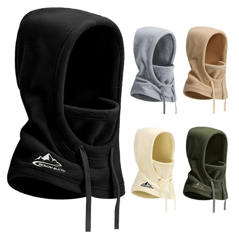 Unisex Cycling Cap Ski Winter Windproof Outdoor Sports Bib Cold Padded Hood Mask Plush Warm Hat Drawstring Warmth