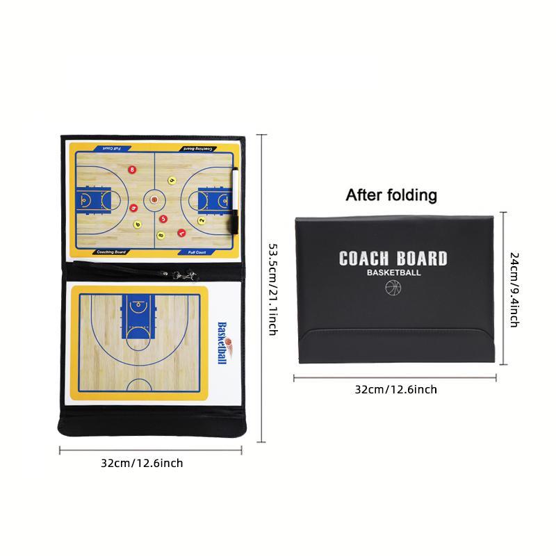 Basketball Coach Board, 1 Set Double Sided Tactical Board & Pen & Magnetic Pieces, Basketball Training Equipment for Coaches & Players