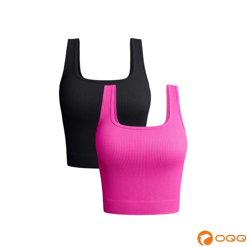 OQQ Women's Ribbed Seamless Tank Tops for Yoga and Exercise