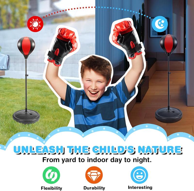 Punching Bag for Kids, Kids Boxing Bag with Stand, 3 4 5 6 7 8 9 10 Years Old Adjustable Kids Punching Bag, Boxing Equipment for Kids with Boxing Gloves, Boxing Set as Boys & Girls Toys Gifts