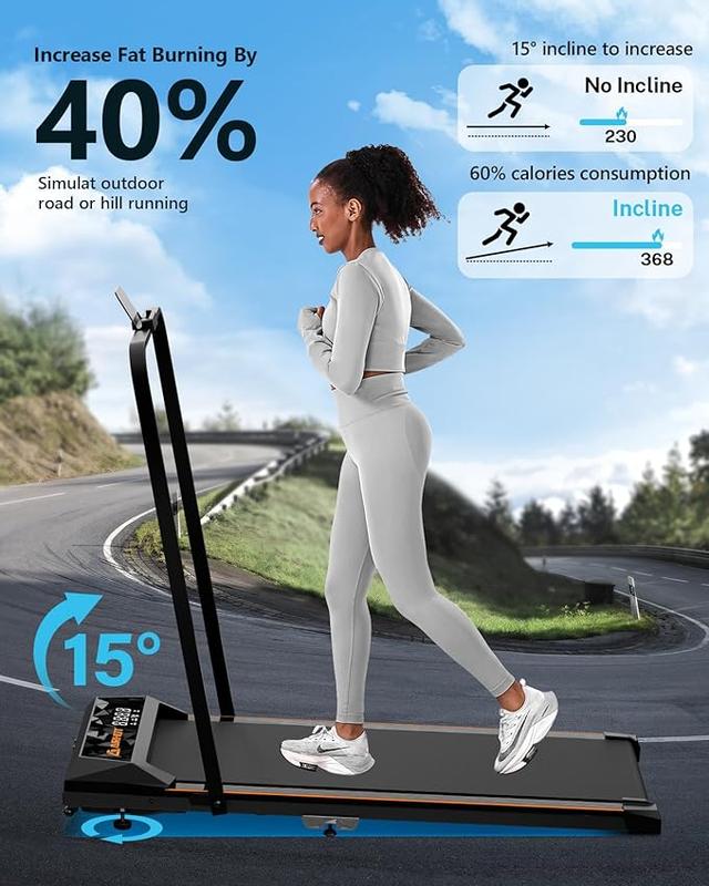 Walking Pad Treadmill with Incline - 4 in 1 Portable Folding Treadmills for Home Office, 265lbs Capacity and 2.5HP Low-Noise Motor