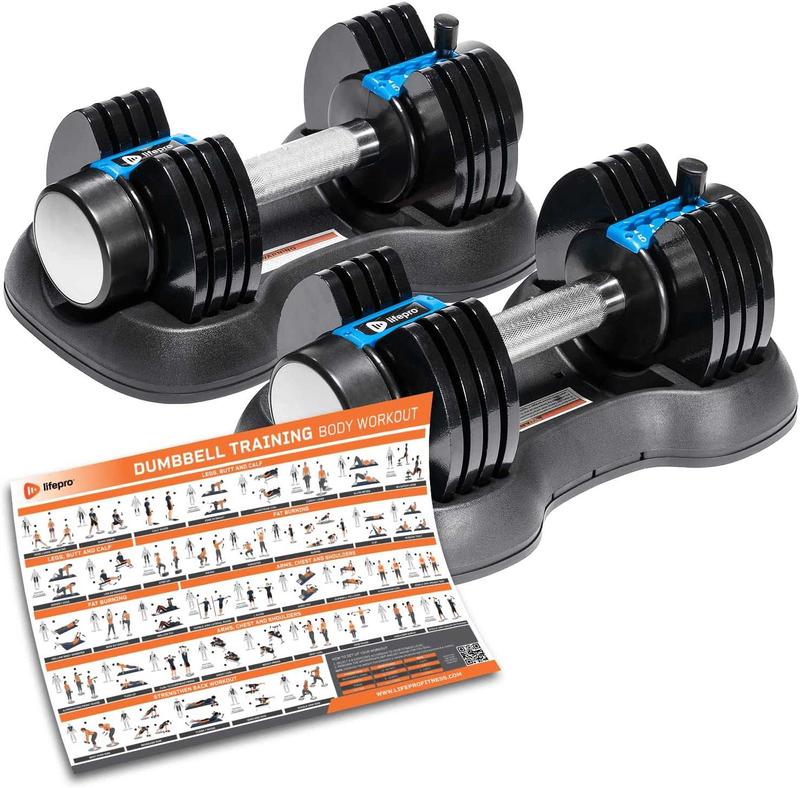 Adjustable 25lb Dumbells - Home Gym Training Mini Stepper