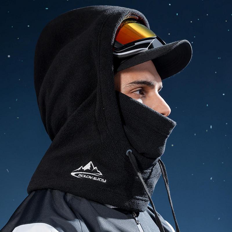 Unisex Cycling Cap Ski Winter Windproof Outdoor Sports Bib Cold Padded Hood Mask Plush Warm Hat Drawstring Warmth