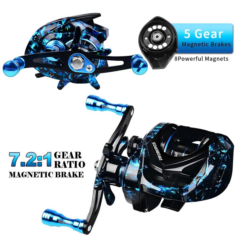 3+1BB Magnetic Brake Baitcasting Reel, 7.2:1 Gear Ratio Fishing Reel, Outdoor Fishing Accessories for Fishing Enthusiasts