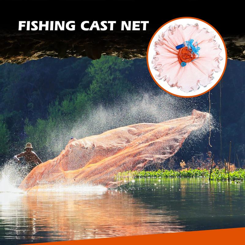 Casting Net, Throwing Fishing Cast Net with Zinc Weight for Bait Trap, Mesh Throw Casting Fish Net, Fishing Equipment, Fishing Nets, Flyfishing, Solocamping, Fishing Tackle Lures, Fishing Gear for Advent Calendar Fishing, Fishing Stuff, Fishing Accessory