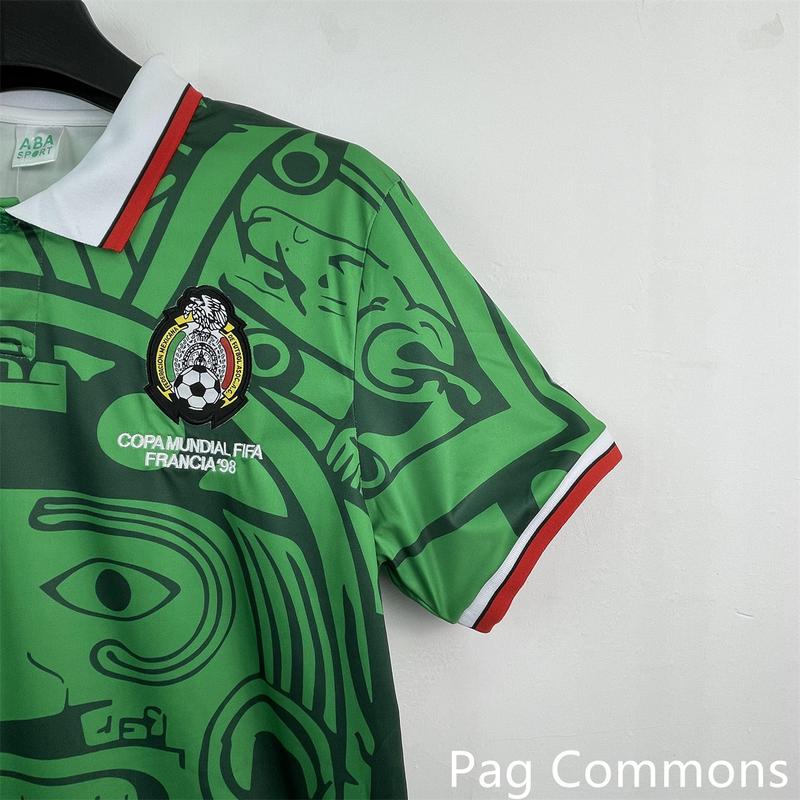 1998 World Cup Mexico National Team Home Short Sleeve Retro Soccer Jersey Greener