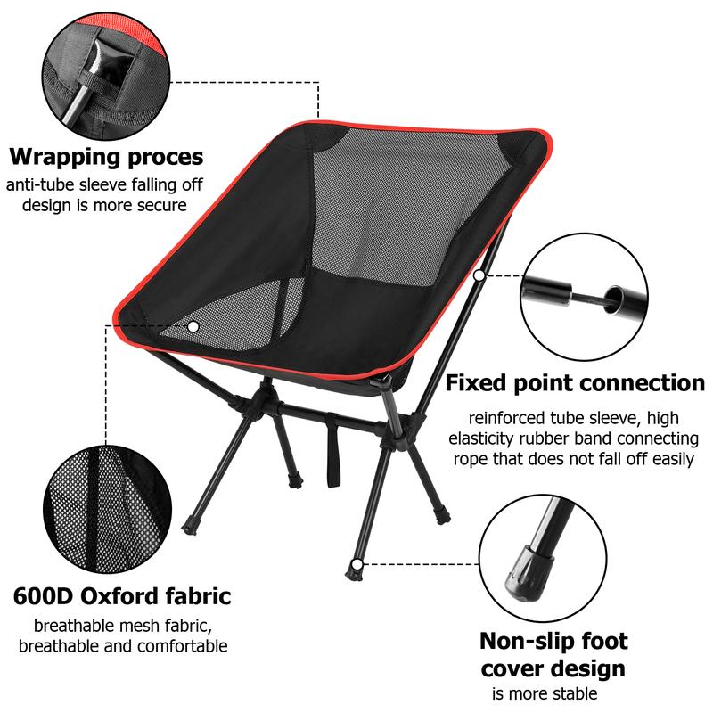 Portable Camping Chair Lightweight Compact Folding Chair Mesh for Outdoor Camp Travel Beach Picnic Festival Hiking Backpacking