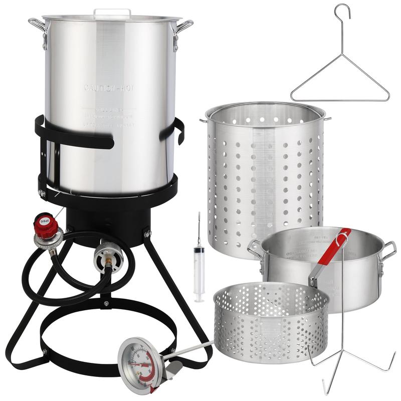 UBesGoo Outdoor Propane Fryer Pot Boiler 30qt  Aluminum Turkey Fryer Outside w  Injector Thermometer