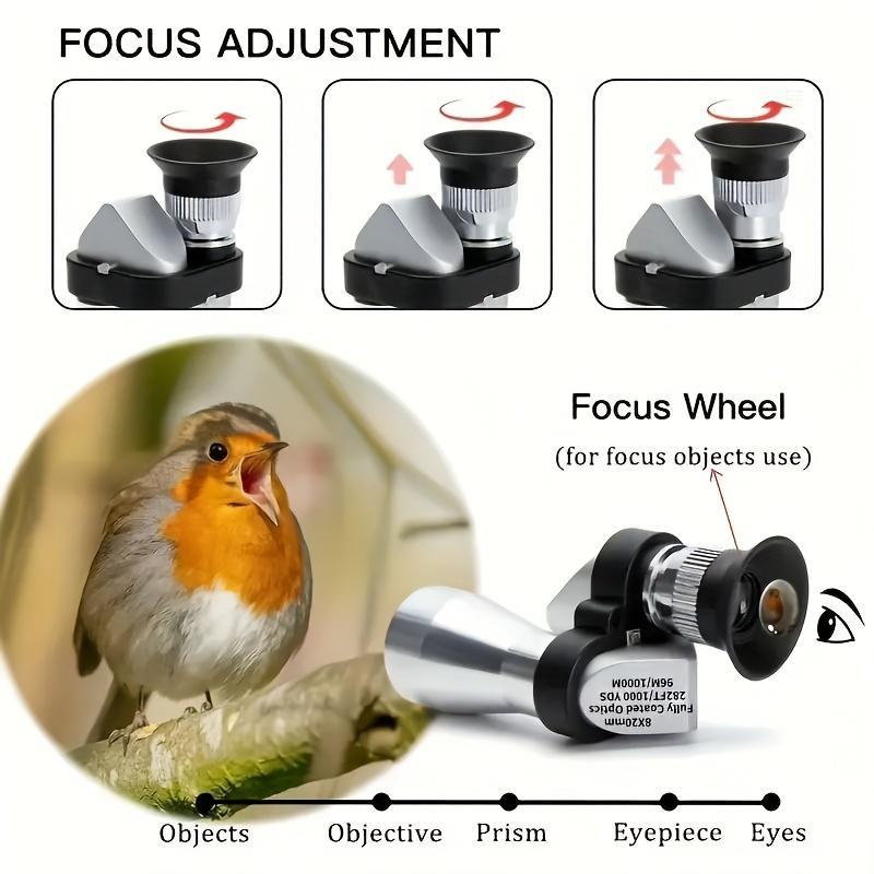 8 X 20mm Mini Portable Monocular, Adjustable Pocket Telescope, Suitable for Outdoor Sports, Hiking, And Bird Watching, Mobile Phone Accessories