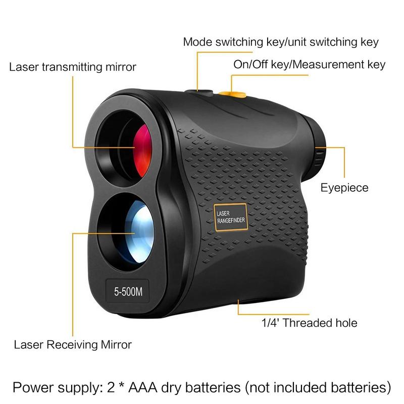 500m Laser Rangefinder, Battery Required Flagpole Locking Vibration Function Slope Mode Continuous Scanning, Optical Instrument for Golf & Hunting