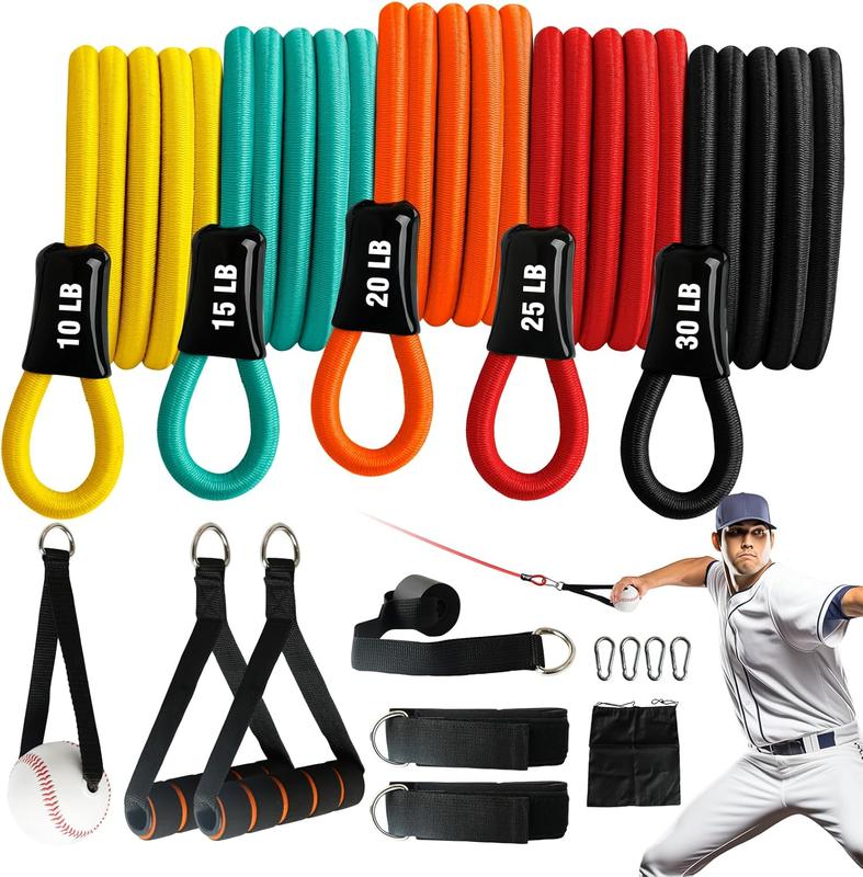 Baseball Bands, 16 count, Highly Elastic & Durable Baseball Arm Bands, Baseball Resistance Trainer with Interchangeable Grips, Ideal for Baseball Training, Warm-Ups & Beginner Learning