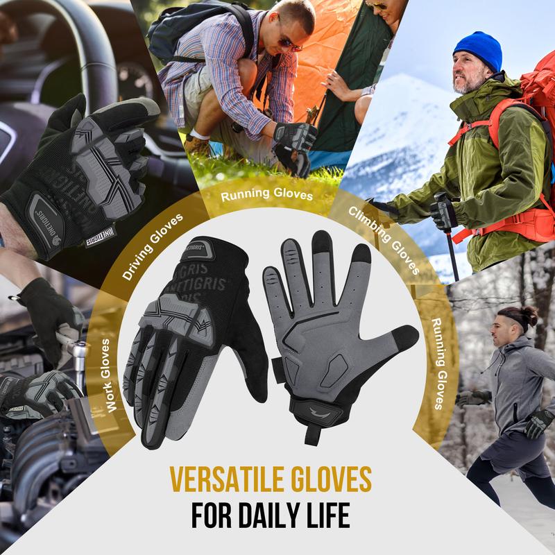 OneTigris Gloves for Men, Touchscreen Gloves with Soft Palm Pads for Motorcycle, Cycling, Hiking, Camping, and Climbing - Christmas 2024