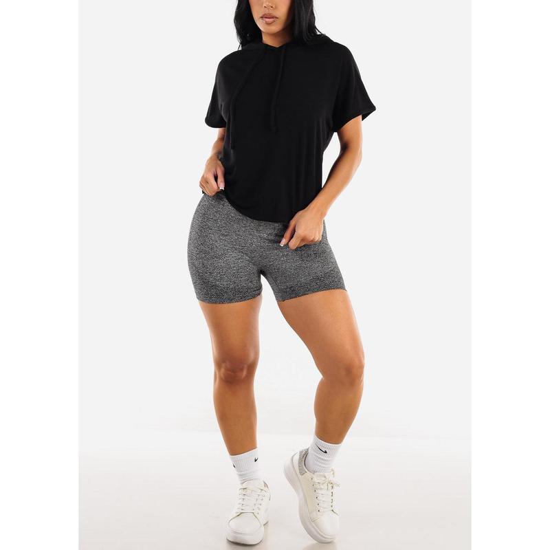 High Waist Butt Shaping Scrunch Gym Shorts Dark Grey