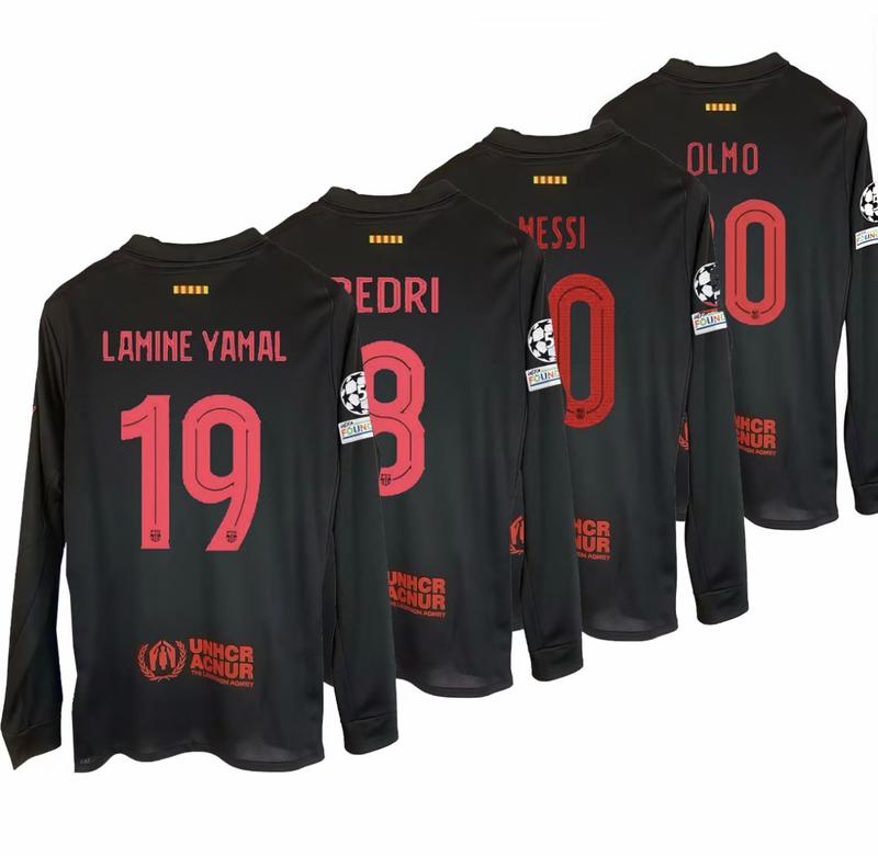 Long-sleeved football jersey Yamal 19 10  Pedri 8 Olmo 20  Black Barca Men's Barcelona neymar jersey