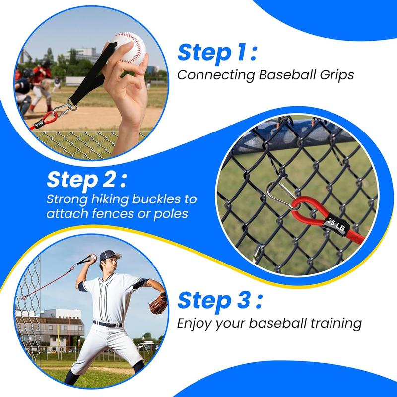 Baseball Bands, 16 count, Highly Elastic & Durable Baseball Arm Bands, Baseball Resistance Trainer with Interchangeable Grips, Ideal for Baseball Training, Warm-Ups & Beginner Learning