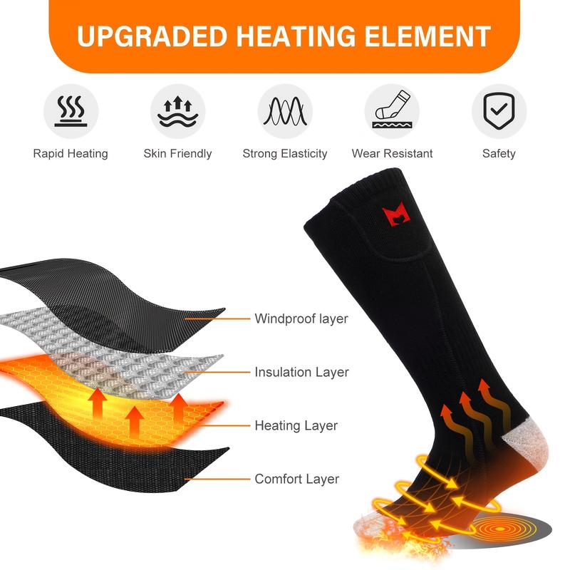 Winter Warm Heated Socks, Suitable for Outdoor Camping, Hiking, Fishing, Skiing, Hunting and Other Activities Outdoor Foot Warmer (Battery Not Included)