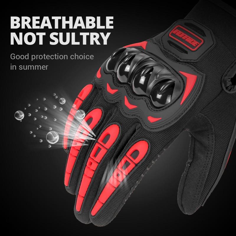 Breathable Full Finger Motorcycle Gloves, 1 Pair Full Finger Breathable Dirt Bike Gear Gloves, Protective Riding Gloves for Men & Women, Outdoor Sports Protection Racing Riding Gloves