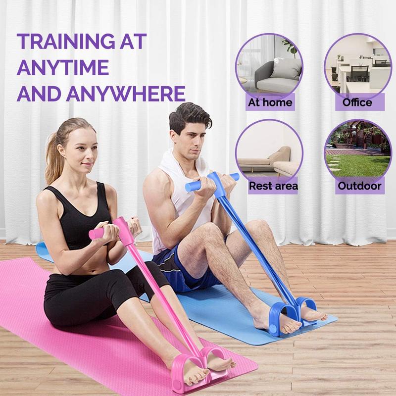 Yoga Elastic Resistance Band, 4-tube Foot Pedal Resistance Band, Sit-Up Pull Rope Puller, Yoga Fitness Gym Equipment, Convenient and Durable Fitness Equipment for Yoga Stretching Slimming Training