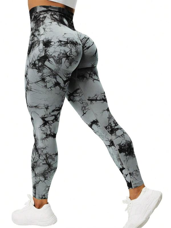 Women's Ombre & Tie Dye Print High Waist Sports Leggings, Casual Comfy Breathable Quick Drying Skinny Pants for Yoga Gym Workout Running, Ladies Sportswear for All Seasons