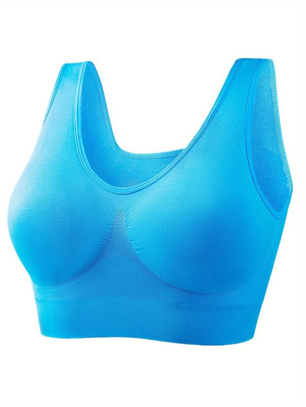 5PCs Plus Size Seamless Full Cover Sports Bra - Wireless, Backless, Medium Stretch, Solid Color, Pullover Fitness Tank Bra for Comfortable Workout