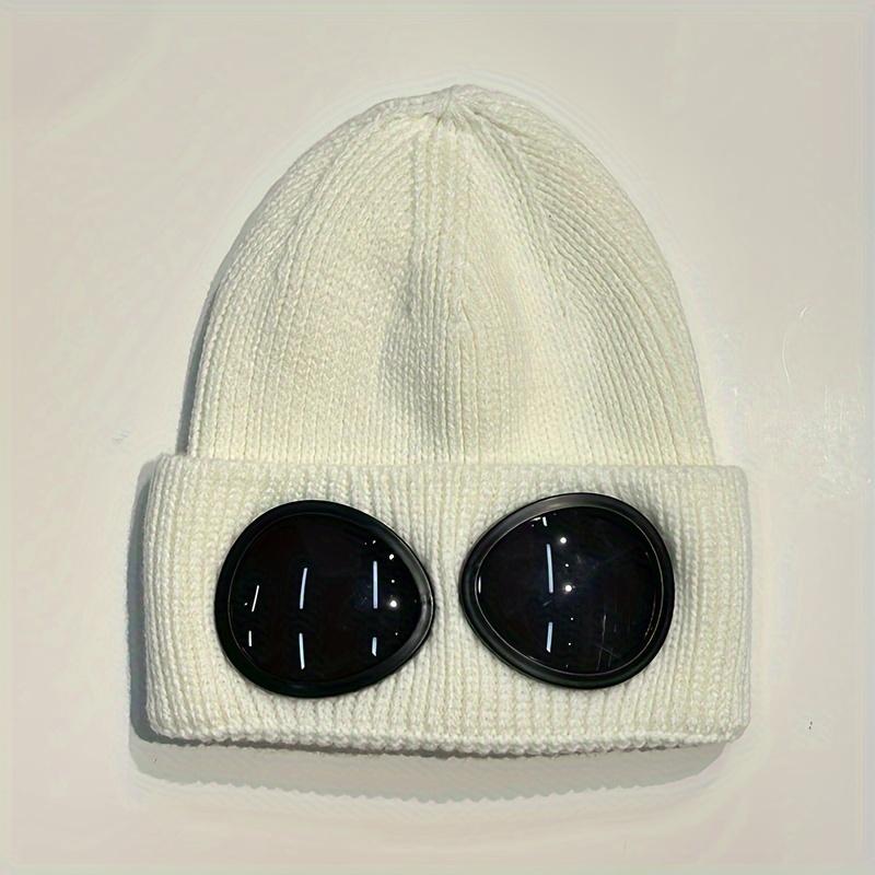 Windproof Knit Beanie with Goggles - Thick, Warm & Stylish for Skiing | Ear Protection Winter Hat