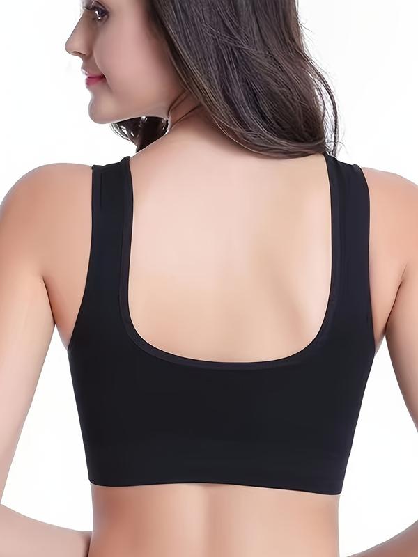 5PCs Plus Size Seamless Full Cover Sports Bra - Wireless, Backless, Medium Stretch, Solid Color, Pullover Fitness Tank Bra for Comfortable Workout