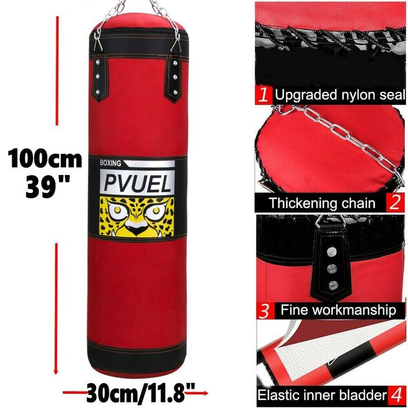 Heavy Boxing Punching Bag Gloves Set for MMA Kickboxing Karate - Red Unfilled