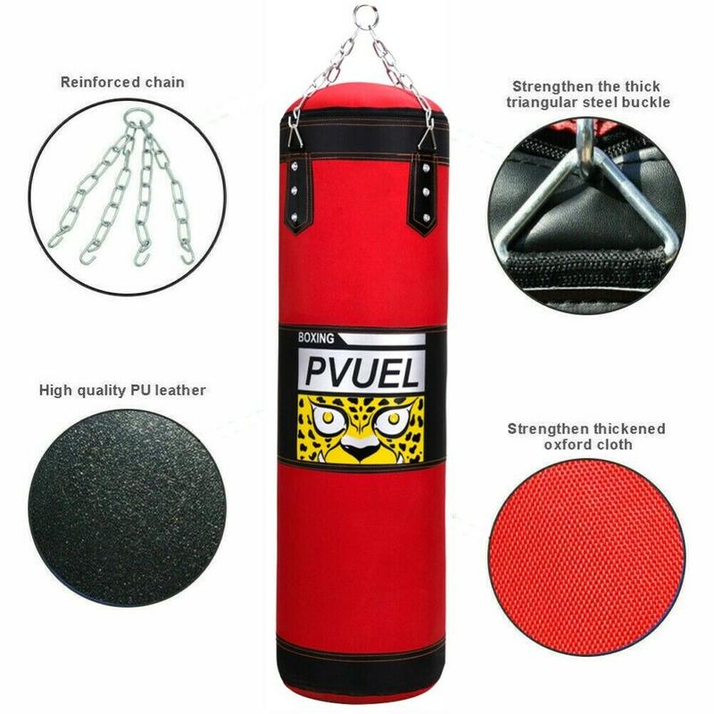 Heavy Boxing Punching Bag Gloves Set for MMA Kickboxing Karate - Red Unfilled