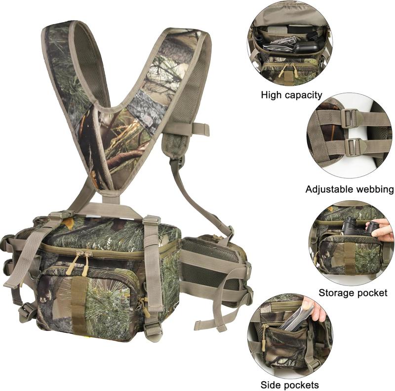 Hunting Fanny Pack, Waist-Pack Style Hunting Pack, Camo Hunting Fanny Waist Pack with Shoulder Straps and Harness Pouch, Available in Backpack and Lumbar Pack Styles