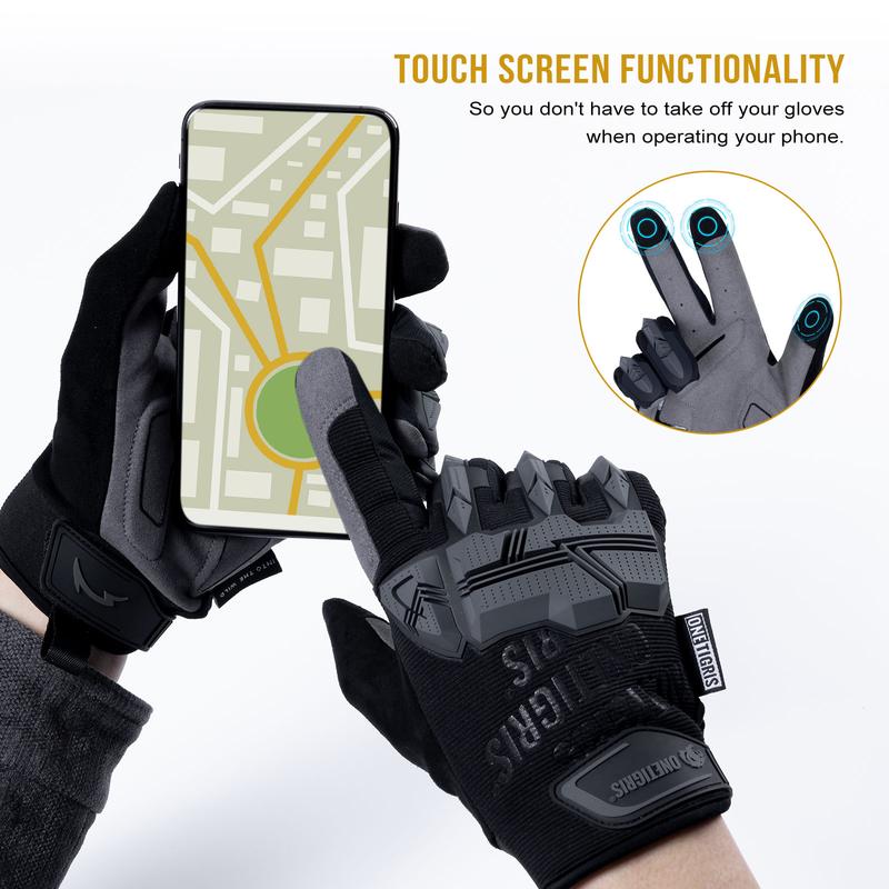 OneTigris Gloves for Men, Touchscreen Gloves with Soft Palm Pads for Motorcycle, Cycling, Hiking, Camping, and Climbing - Christmas 2024