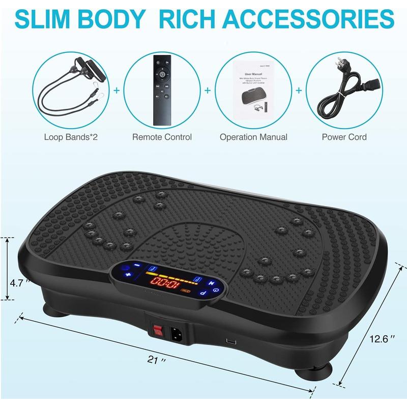 Vibration Plate Fitness Platform Exercise Machine Vibrating Lymphatic Drainage Shaking Full Body Shaker Workout Vibrate Stand Shake Board Sport Gym for Weight Loss Fat Burner for Women Men