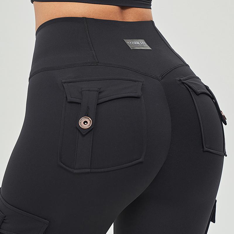 FIRMABS High Waist Cargo Leggings for women,Tummy Control Side Pockets Shaping Gym Wear