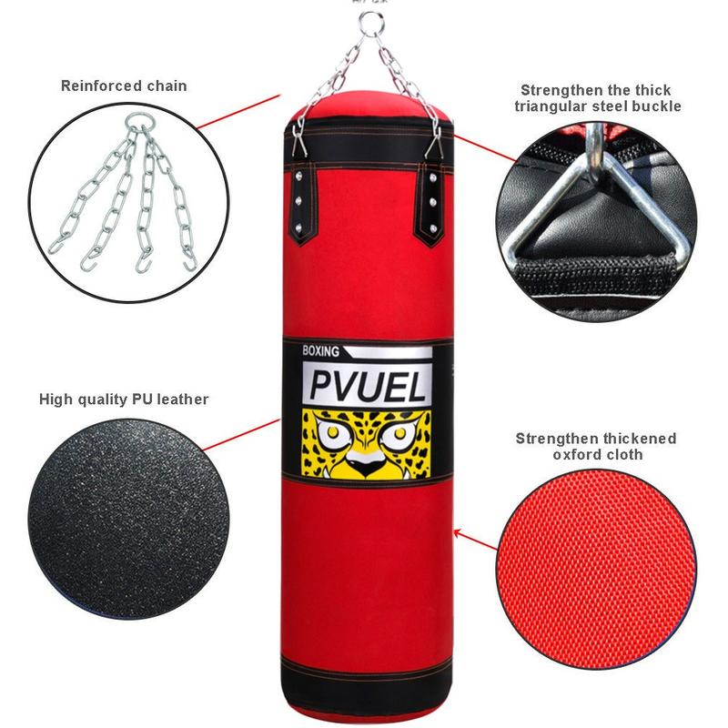 Heavy Boxing Punching Bag Gloves Set for MMA Kickboxing Karate - Red Unfilled