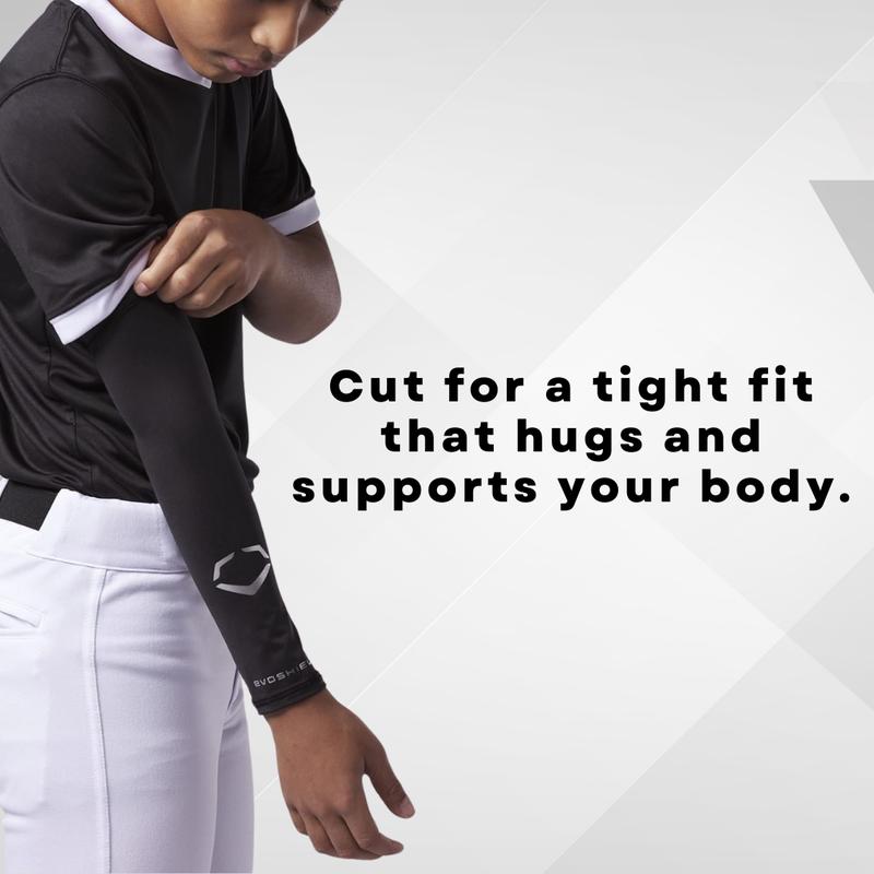 Evoshield Compression Black Arm Sleeve, All Season Durable Breathable Sport Sleeve, Ideas For Baseball Softball Players, Size S M, L XL