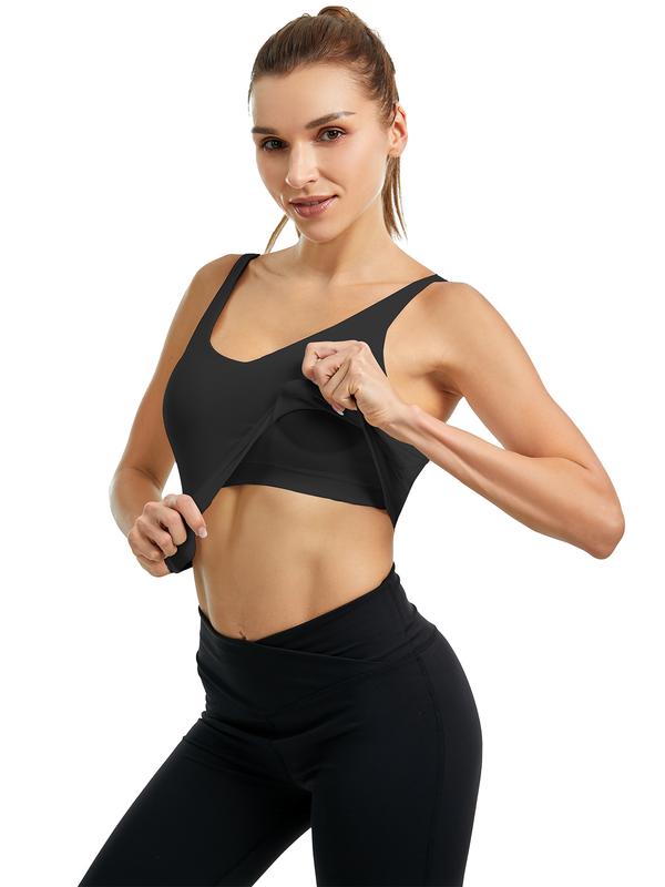 FireSwan Camisole Standppy Sports Bras for Women-Womens Yoga Workout Tops Longline Spaghetti Adjustable Removable Padded Wirefree Build in Casual Bra