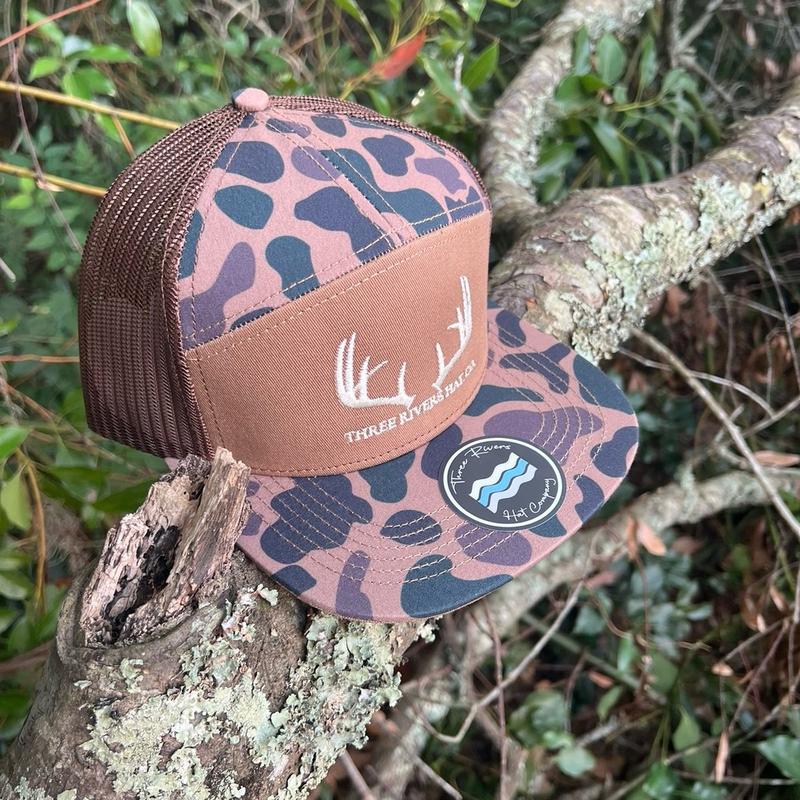 Classic Whitetail Rack-Old’s Cool Camo Flatbill 7 panel Snapback-(2 colors to choose from)