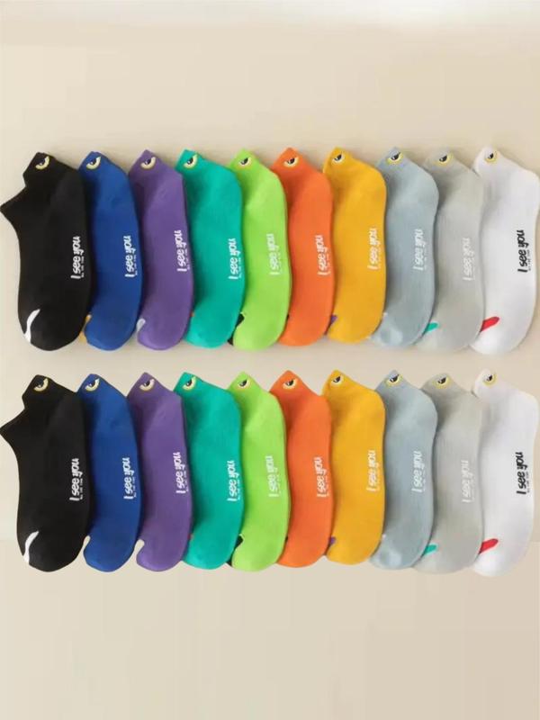 Unisex Cartoon & Letter Print Athletic Socks, Sporty Breathable Comfortable Ankle Socks, Men & Women Socks for All Seasons